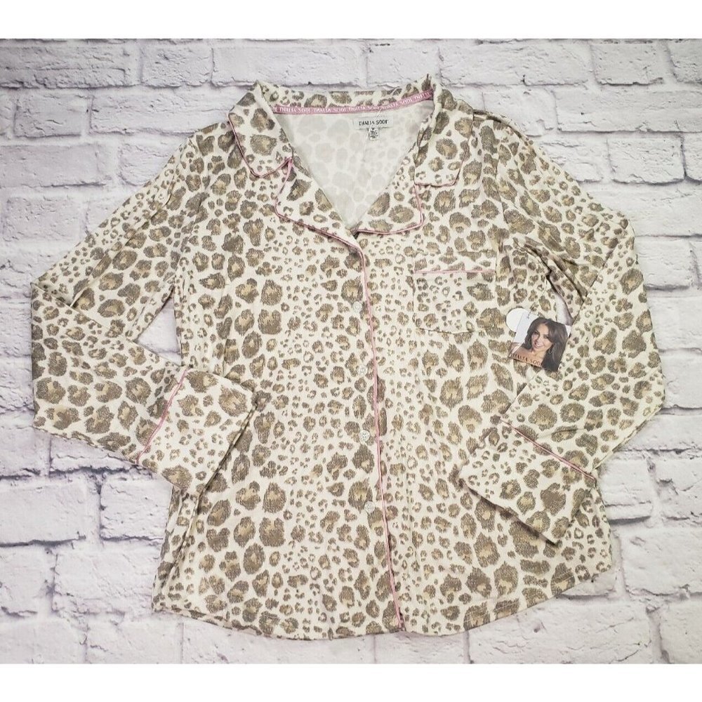 Thalia Sodi Womens Size Medium Long-Sleeve Animal Print Sleep Shirt